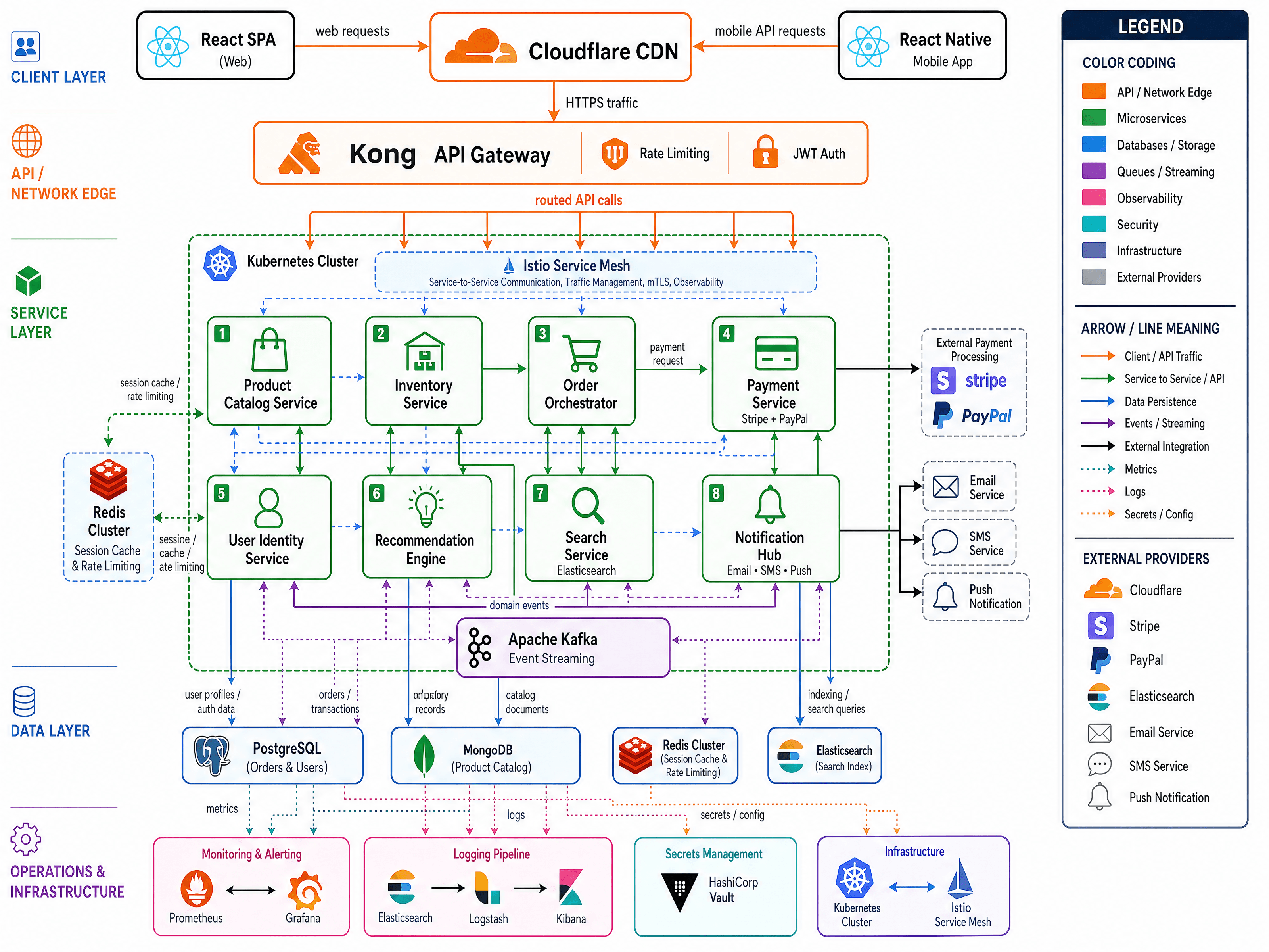 Colorful architecture diagram with distinct component colors